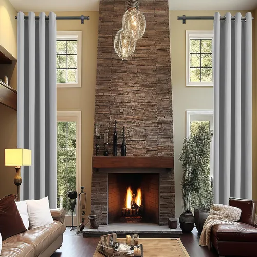 Vista 27 de Cortinas opacas para dormitorio, con aislamiento térmico y bloqueo de luz, para oscurecer la habitación, cortinas con ojales sólidos para ventana