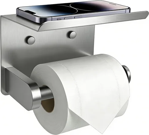 Vista 10 de SetSail Portarrollos de papel higiénico con adhesivo para estantes o espejo cromado