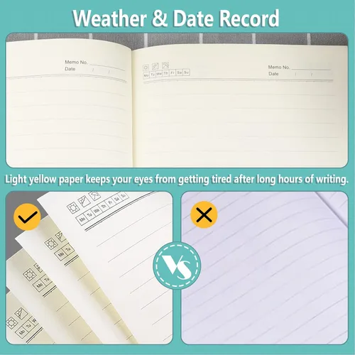 Vista 4 de LELE LIFE Paquete de 5 cuadernos rayados, cómodos diarios de cuero suave a granel para escribir mujeres y hombres, cuadernos A5 para trabajo, Negro