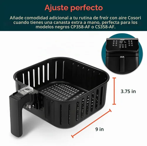 Vista 2 de COSORI Accesorios para freidora de aire, cesta original de repuesto de 5.8 cuartos de galón para freidora COSORI CP358-AF, CS358-AF, antiadherente