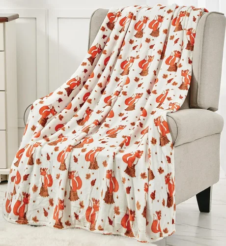 Vista 11 de Autumn Harvest - Manta de microfelpa festiva y acogedora de la colección de otoño (50 x 60 pulgadas), hojas de otoño
