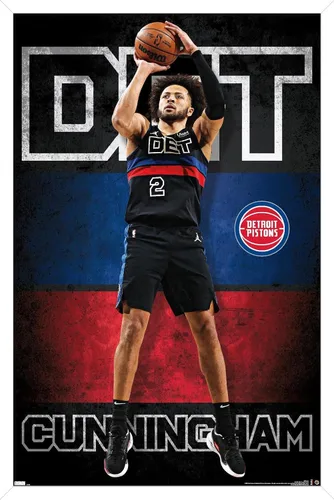 Vista 14 de Trends International NBA Detroit Pistons - Póster de pared de Cade Cunningham 23, 22.4 pulgadas de largo x 14.7 pulgadas, versión enmarcada