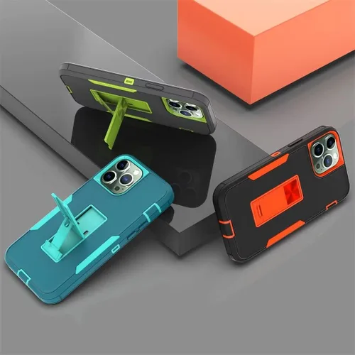 Vista 4 de Funda para Galaxy A32 5G, Galaxy A32 5G, TPU de grado militar + PC [soporte incorporado] Funda de diseño de doble capa, funda magnética de Negro