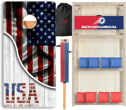 Vista 111 de CornholeGamesUSA Pro - Juego de tablas de Cornhole Fabricado en Estados Unidos Abedul báltico 3/4 Sin rebote Patas triples gruesas Dos 1