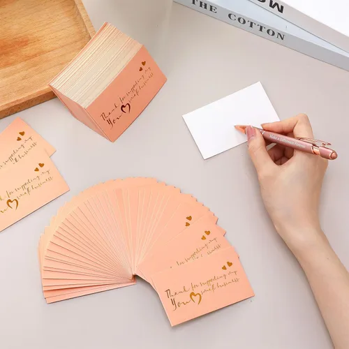 Vista 3 de Leelosp 2280 tarjetas de agradecimiento rosadas y calcomanías para pequeñas empresas, regalos hechos a mano, embalaje de envío, pulsera resellable