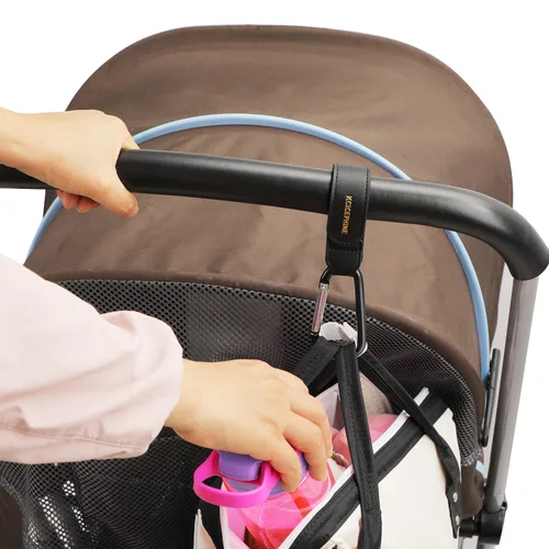 Vista 3 de Paquete de 4 ganchos universales para cochecito de bebé para colgar bolsas y compras, prácticos accesorios de correas de cochecito perfectos