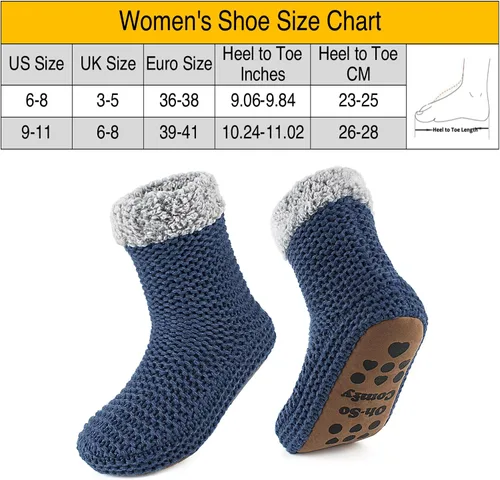 Vista 5 de cosyone1997 Pantuflas de punto grueso para mujer para interiores, con forro polar sherpa, botas suaves sin cordones, cálidas y mullidas