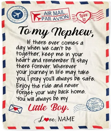 Vista 38 de Manta personalizada con texto en inglés «To My Nephew from Aunt Uncle Auntie I Love You Hugs» (texto en inglés) con texto en inglés «To My Nephew»