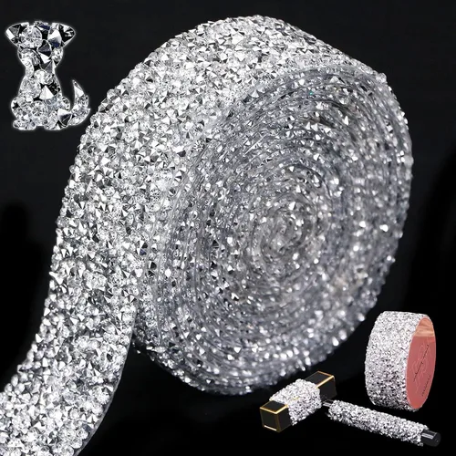 Vista 11 de Locacrystal Cinta de diamantes de imitación de resina con cristales brillantes, autoadhesiva, para planchar, para manualidades, automóviles Negro