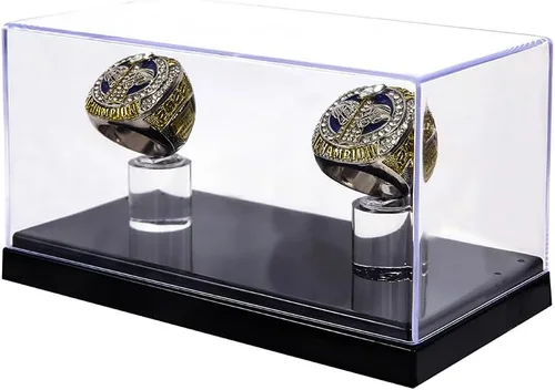 Vista 13 de Caja de exhibición de anillo de campeonato de 4 ranuras Para béisbol, softbol, fútbol, deportes, anillo de escuela secundaria (Cuatro agujeros-1)