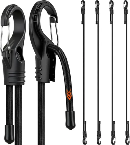 Vista 15 de 10-Piece 12" Elastic Bungee Cords with Hooks, Heavy Duty Outdoor Elastic Bungee Cords, Bungee Cord Bundle with Metal Hook for Securing Tarps 10pcs