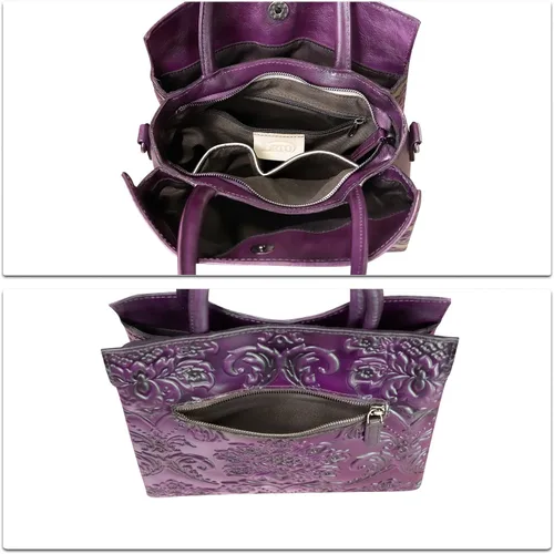 Vista 7 de Bolso bandolera de cuero genuino para mujer, bolso de mano con asa superior, hecho a mano, estilo vintage, bolso cruzado