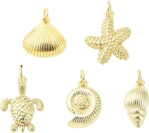 Vista 12 de Stiesy Dijes de latón dorado para hacer joyas, colgantes a granel para collares, pulseras, aretes, manualidades, Vidrio, Sin piedra preciosa