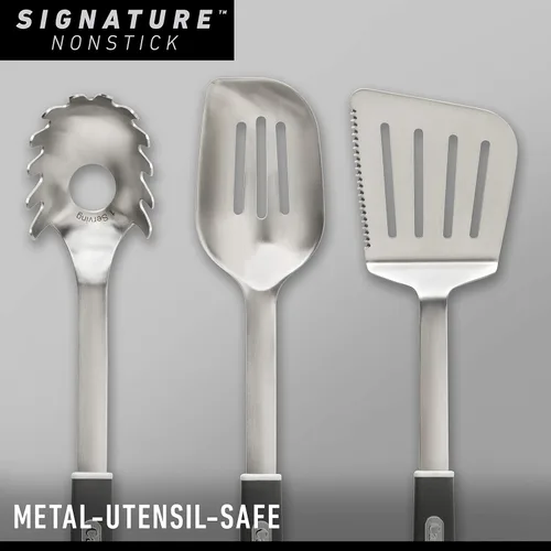 Vista 5 de Calphalon Juego de utensilios de cocina antiadherentes de 10 piezas que se mantienen frescos, asas de acero inoxidable para lavavajillas