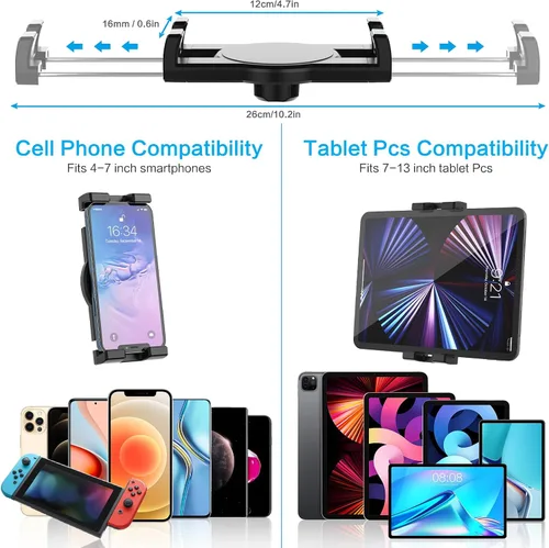 Vista 7 de Soporte para tablet de coche/camión para parabrisas de salpicadero, soporte de iPad de succión resistente con brazo de metal para tabletas