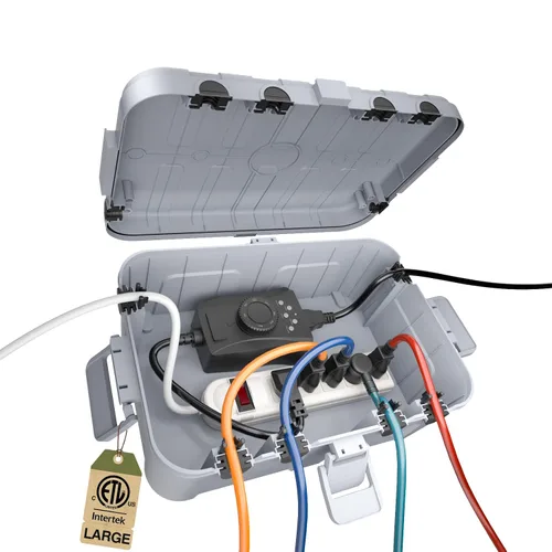 Vista 32 de IP55 Pequeña caja eléctrica al aire libre impermeable, para regleta Inner 5.9 x 3.2 x 1.8inch, Extension Cord Cover with Detachable Awning Covers