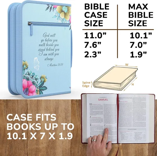 Vista 32 de DEHITE Funda para la Biblia para mujer, fundas de tela prémium para la Biblia para niñas, bolsa de transporte para mujer, ranuras para bolígrafos