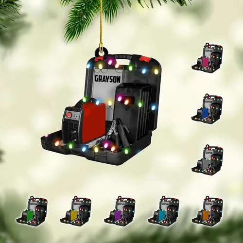 Vista 26 de Adornos de soldador personalizados, adorno de árbol de Navidad con nombre personalizado, regalo perfecto para soldador