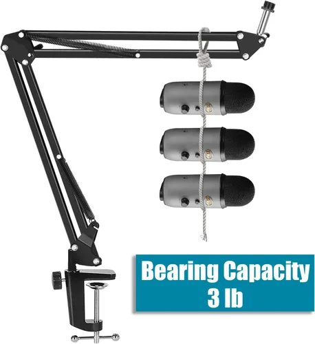Vista 2 de Soporte de brazo de pluma para micrófono GLEAM para Blue Yeti, HyperX QuadCast, SoloCast, Snowball, Fifine, Shure SM7B y otros micrófonos, Mediano