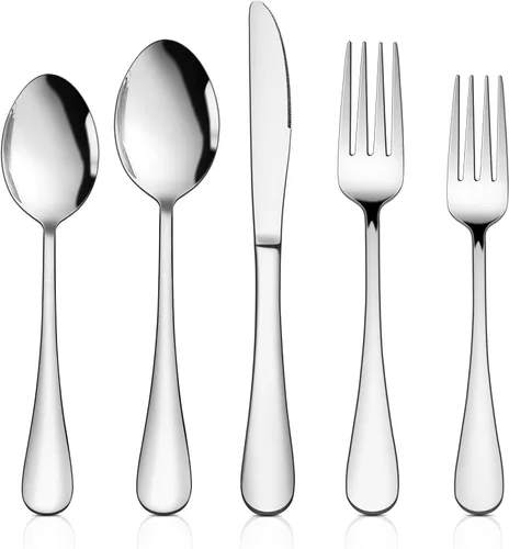 Vista 9 de HaWare Juego de cubiertos negros de 24 piezas con cuchillos para carne, juego de cubiertos de acero inoxidable, juego de cubiertos de grado