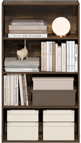 Vista 6 de Furinno Jaya - Estantería para libros de 4 niveles, estantería con estantería abierta, estantería de pie, 9.5 x 23.6 x 41.9 pulgadas