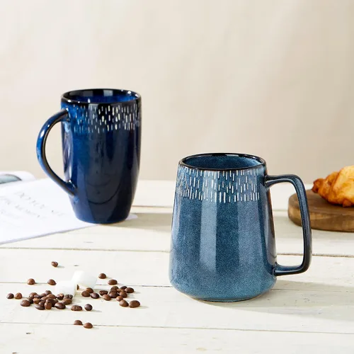 Vista 5 de Tazas de cerámica grande de 21 oz, Tazas extra grandes para té y café, diseño de asa grande, taza de café grande para oficina y hogar, apta