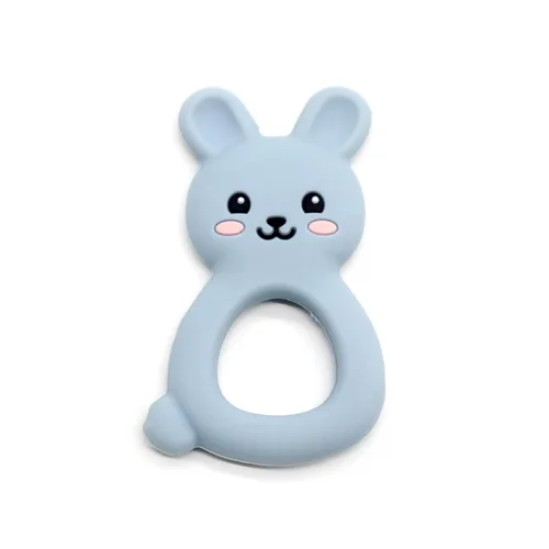 Vista 2 de Mordedor de conejo para bebé, juguete de silicona de grado alimenticio para bebés de 0 a 24 meses, juguete masticable de fácil agarre con orejas