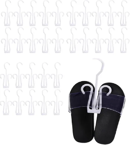 Vista 9 de Cabilock Perchas colgantes para zapatos, 20 ganchos de plástico para organizar zapatos, almacenamiento en armario, estante de secado de viaje