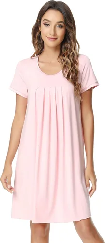 Vista 17 de NACHILA Nightgowns for Women-Viscose Made from Bamboo, Pleated Sleepwear. A-aqua Green
