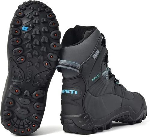 Vista 6 de XPETI Botas de senderismo para mujer Thermator Mid High Top impermeables para exteriores