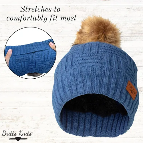 Vista 3 de Britt's Knits Sombrero de punto forrado de felpa con pompón para mujer