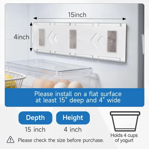 Vista 3 de SOPHICO Organizador para Refrigerador, 4 Deslizadores de Capacidad para Refrigerador, Soporte para Yogur con Cintas Adhesivas para Yogur Griego
