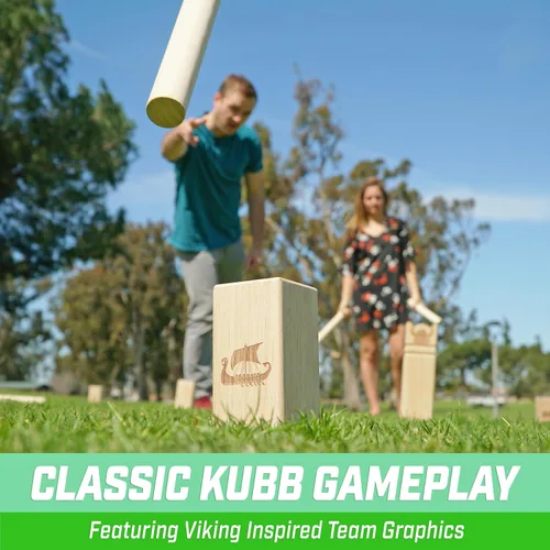 Vista 3 de GoSports Kubb Yard Game Set - Choose Regulation or Backyard - Kuub Viking Chess Outdoor Game