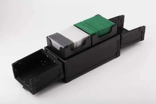 Vista 2 de Caja de dados de doble metal negro para protector de cubierta de almacenamiento de tarjetas comerciales TCG Ultra Pro Sleeve MTG Magic FaB YGO