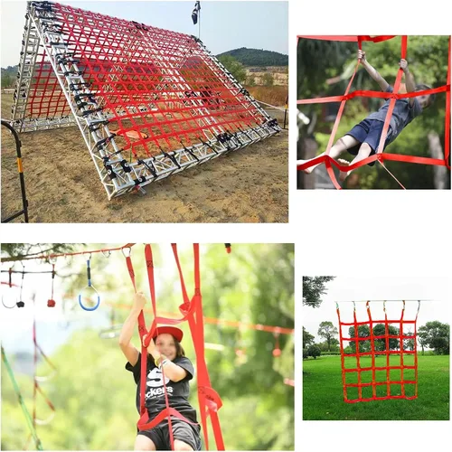 Vista 6 de Red de escalada para adultos al aire libre, red de parque infantil, correa de carga para niños, escalera de balcón, barandilla, protección de valla