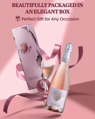 Vista 6 de Boresso Extra Dry 0.0% ABV Vino rosado espumoso sin alcohol con caja de regalo alternativa de champán sin alcohol desalcoholizado de Italia 25.4 fl