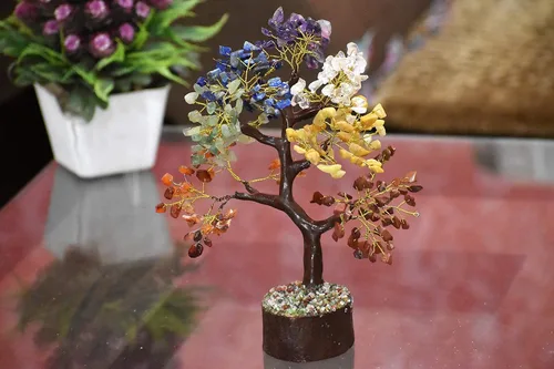 Vista 8 de Árbol de cristal, árbol de 7 piedras de chakras, decoración de cristal para el hogar, fortuna, regalos espirituales para la buena suerte, árboles