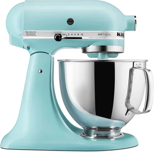 Vista 28 de KitchenAid Artisan Series Batidora de Pie con Cabezal Inclinable de 5 Cuartos con Escudo Vertedor KSM150PS, Crema de Almendra