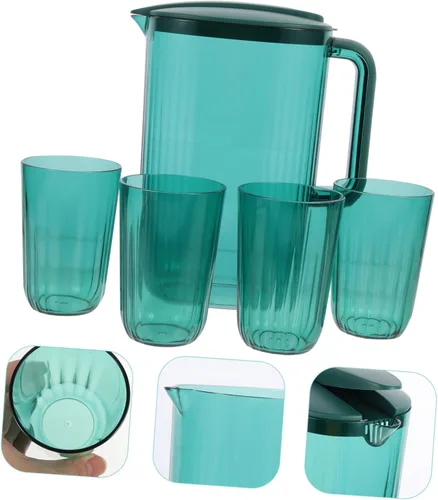 Vista 8 de Hemoton 1 juego de jarra y taza combinada para uso doméstico, juego de tetera y tazas para jugos, bebidas y invitados entretenidos