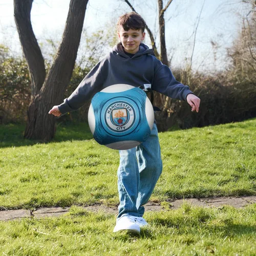 Vista 5 de Hy-Pro Manchester City Football Kick Trainer & Training Set – Dispositivo de entrenamiento con cinturón ajustable, regalo para niños, sistema