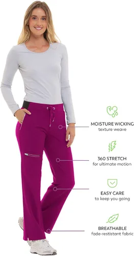Vista 5 de Healing Hands Pantalones quirúrgicos para mujer, 6 bolsillos, HH360 9151, Nisha, cintura con cordón, diseño atlético de primera calidad
