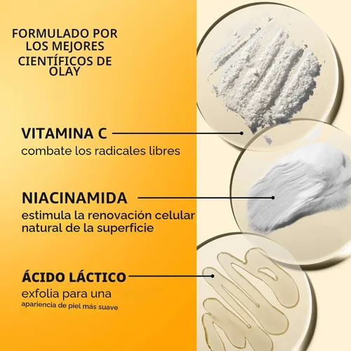 Vista 3 de Olay Hidratante facial con vitamina C, crema iluminadora para mujeres, hidratación instantánea, unifica el tono, reducción de manchas oscuras