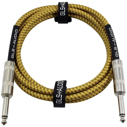 Vista 12 de GLS cable de audio para guitarra, cable TS de 1/4 de pulgada, cable para instrumento de 1/4 de pulgada para bajo y guitarra eléctrica, de tweed