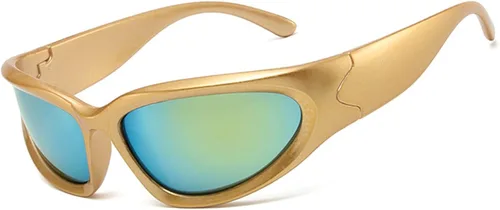 Vista 7 de LASPOR Gafas de sol deportivas envolventes para mujeres y hombres, lentes deportivos Y2K