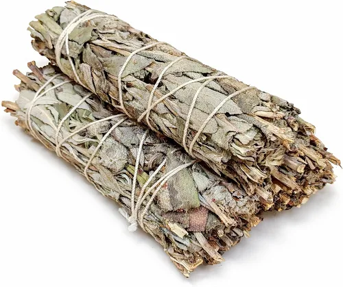Vista 8 de Ancient Veda Manojos de salvia negra de 4 pulgadas con guía de inicio, salvia floral orgánica para limpieza del hogar, paquete grande de palos