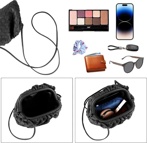Vista 4 de Bolso tejido de bola de masa para mujer, bolso cruzado de nube suave