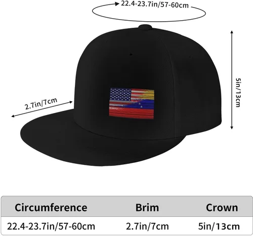 Vista 8 de Gorra de béisbol con bandera de Venezuela de Estados Unidos para hombres y mujeres, gorra de béisbol ajustable para adultos, color negro, Negro