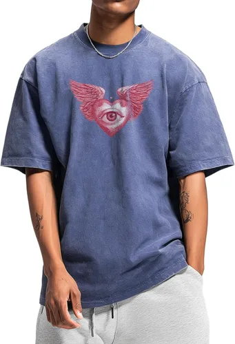 Vista 36 de domirica Camisas holgadas lavadas para hombre, sólidas, 100% algodón, camisetas cuadradas, ropa de fitness vintage, ropa de calle para gimnasio