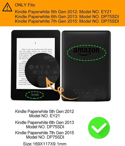 Vista 2 de Funda de piel ligera de cubierta blanca para Walnew Kindle de Amazon, cubierta fina protectora inteligente premium para Kindle Paperwhite con auto
