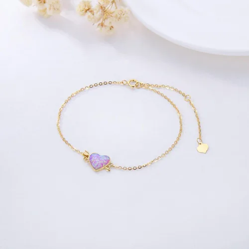 Vista 2 de WSX Solid 14k SunflowerHeart Charm Bracelet for Women Girls Charm Bracelets Gifts for Her Graduation Birthday Valentine